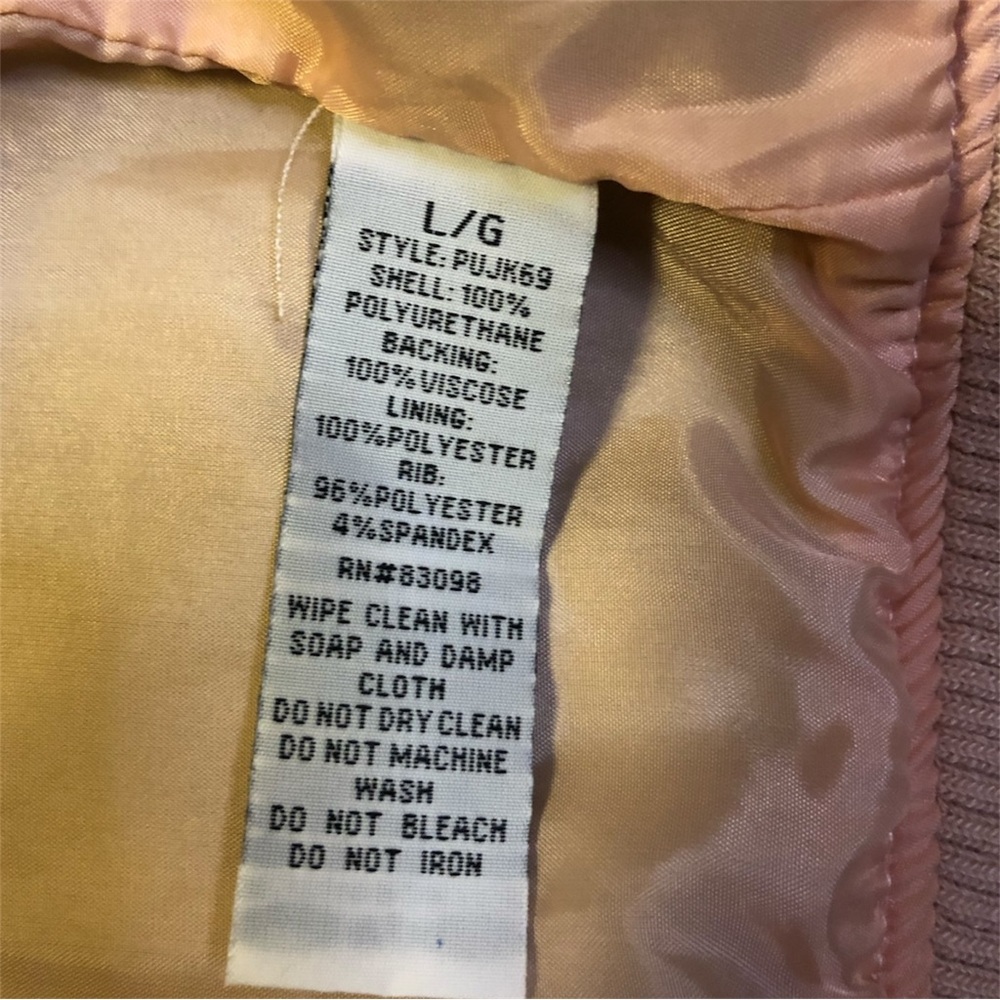 Cavalini Vegan Leather Bomber Jacket Mauve Size Large - Picture 12 of 13